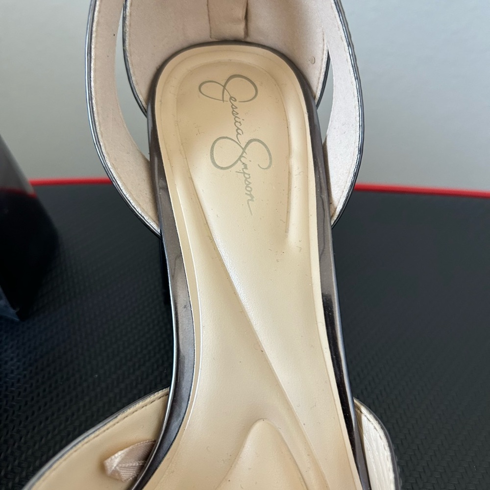 Jessica Simpson Metallic Silver Ankle Strap Heels - Picture 5 of 5